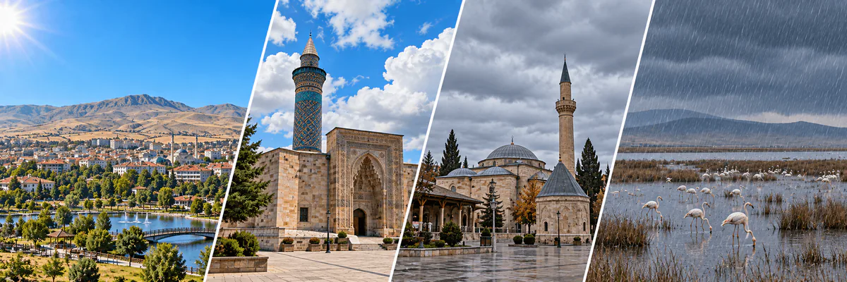 Kırşehir manzaraları güneşli, parçalı bulutlu, bulutlu ve yağmurlu havada